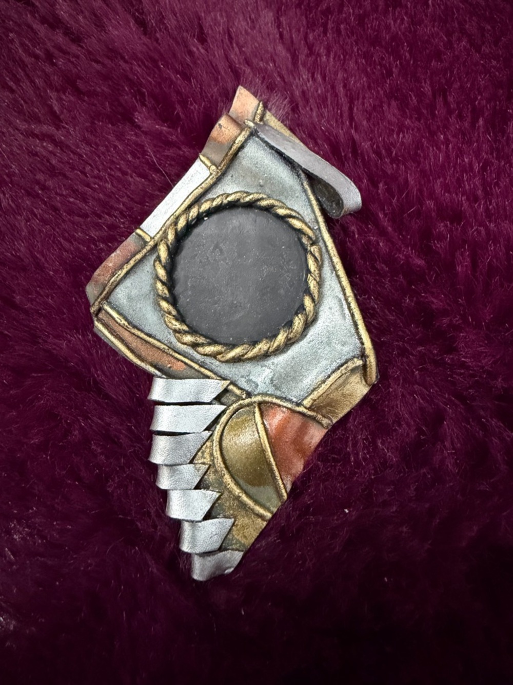 80s Handmade Steampunk-Inspired Metallic Brooch